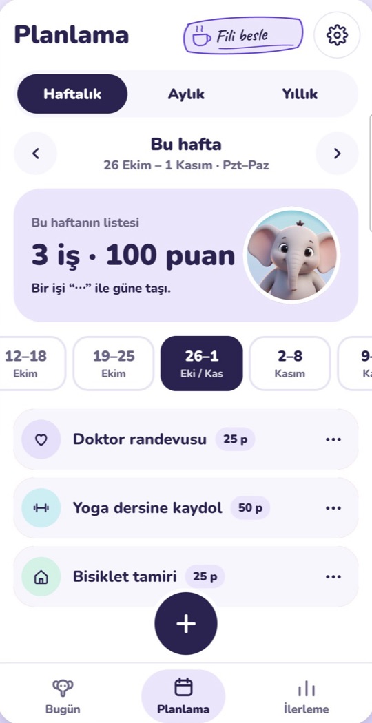 Planlama ekranı